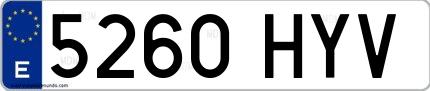 Ejemplo de matrícula española 5260 HYV
