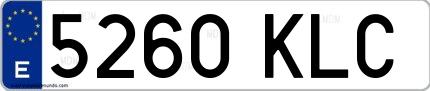 Ejemplo de matrícula española 5260 KLC