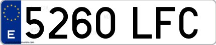 Ejemplo de matrícula de coche ordinaria 5260 LFC