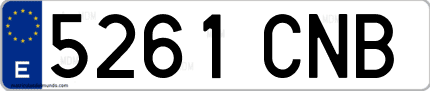 Ejemplo de matrícula de coche ordinaria 5261 CNB