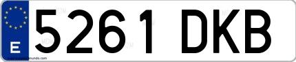 Ejemplo de matrícula española 5261 DKB