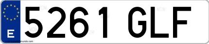 Ejemplo de matrícula española 5261 GLF