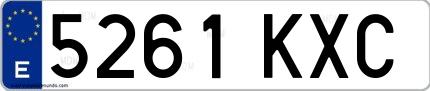 Ejemplo de matrícula española 5261 KXC