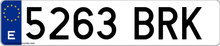 Ejemplo de matrícula de coche ordinaria 5263 BRK