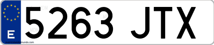 Ejemplo de matrícula de coche ordinaria 5263 JTX