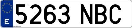 Ejemplo de matrícula española 5263 NBC