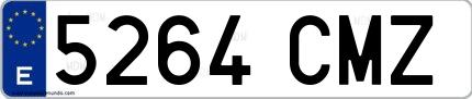 Ejemplo de matrícula española 5264 CMZ
