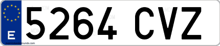 Ejemplo de matrícula de coche ordinaria 5264 CVZ
