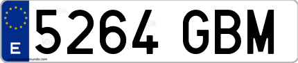 Ejemplo de matrícula de coche ordinaria 5264 GBM