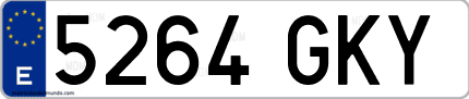 Ejemplo de matrícula de coche ordinaria 5264 GKY