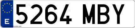 Ejemplo de matrícula de coche ordinaria 5264 MBY