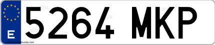 Ejemplo de matrícula de coche ordinaria 5264 MKP