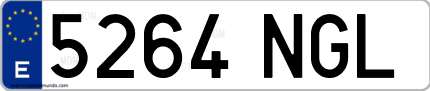 Ejemplo de matrícula de coche ordinaria 5264 NGL