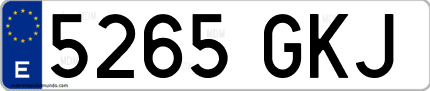 Ejemplo de matrícula de coche ordinaria 5265 GKJ
