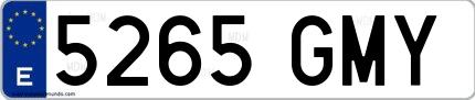 Ejemplo de matrícula española 5265 GMY