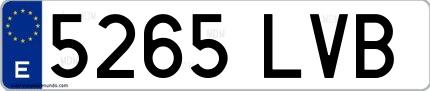 Ejemplo de matrícula española 5265 LVB
