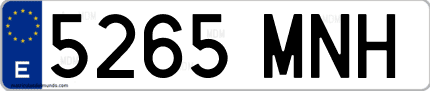 Ejemplo de matrícula de coche ordinaria 5265 MNH