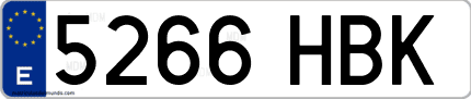 Ejemplo de matrícula de coche ordinaria 5266 HBK