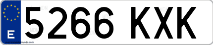Ejemplo de matrícula de coche ordinaria 5266 KXK