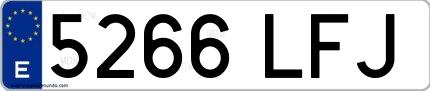 Ejemplo de matrícula española 5266 LFJ