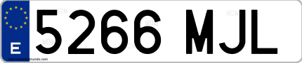 Ejemplo de matrícula de coche ordinaria 5266 MJL