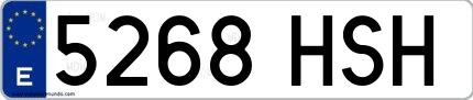 Ejemplo de matrícula española 5268 HSH