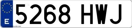 Ejemplo de matrícula española 5268 HWJ