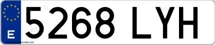 Ejemplo de matrícula española 5268 LYH