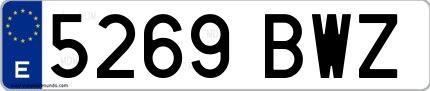 Ejemplo de matrícula española 5269 BWZ
