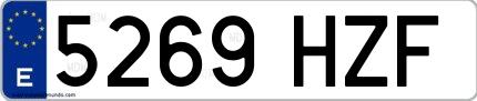 Ejemplo de matrícula española 5269 HZF