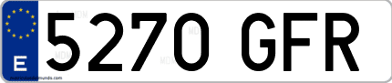 Ejemplo de matrícula de coche ordinaria 5270 GFR