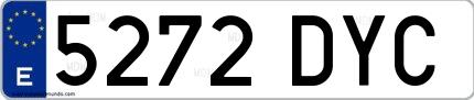 Ejemplo de matrícula española 5272 DYC