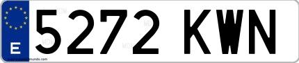 Ejemplo de matrícula española 5272 KWN