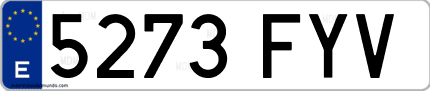 Ejemplo de matrícula de coche ordinaria 5273 FYV