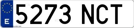 Ejemplo de matrícula española 5273 NCT