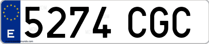 Ejemplo de matrícula de coche ordinaria 5274 CGC