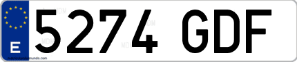 Ejemplo de matrícula de coche ordinaria 5274 GDF
