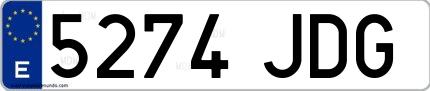 Ejemplo de matrícula española 5274 JDG