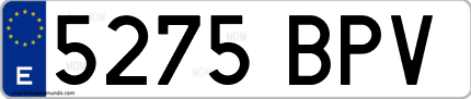 Ejemplo de matrícula de coche ordinaria 5275 BPV
