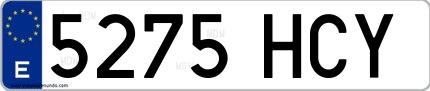 Ejemplo de matrícula española 5275 HCY