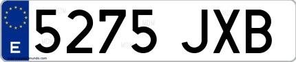Ejemplo de matrícula española 5275 JXB
