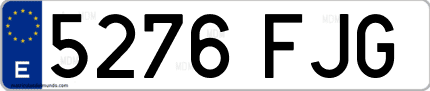 Ejemplo de matrícula de coche ordinaria 5276 FJG