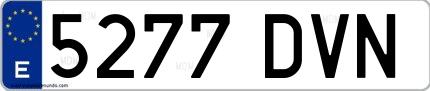 Ejemplo de matrícula española 5277 DVN