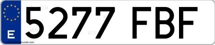 Ejemplo de matrícula española 5277 FBF