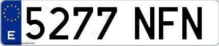 Ejemplo de matrícula española 5277 NFN