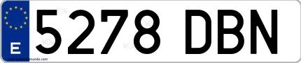 Ejemplo de matrícula española 5278 DBN