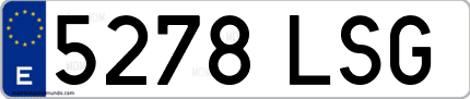 Ejemplo de matrícula de coche ordinaria 5278 LSG
