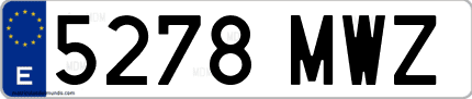 Ejemplo de matrícula de coche ordinaria 5278 MWZ