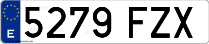 Ejemplo de matrícula de coche ordinaria 5279 FZX