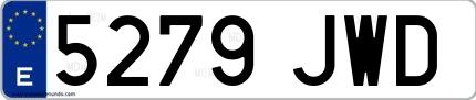 Ejemplo de matrícula española 5279 JWD